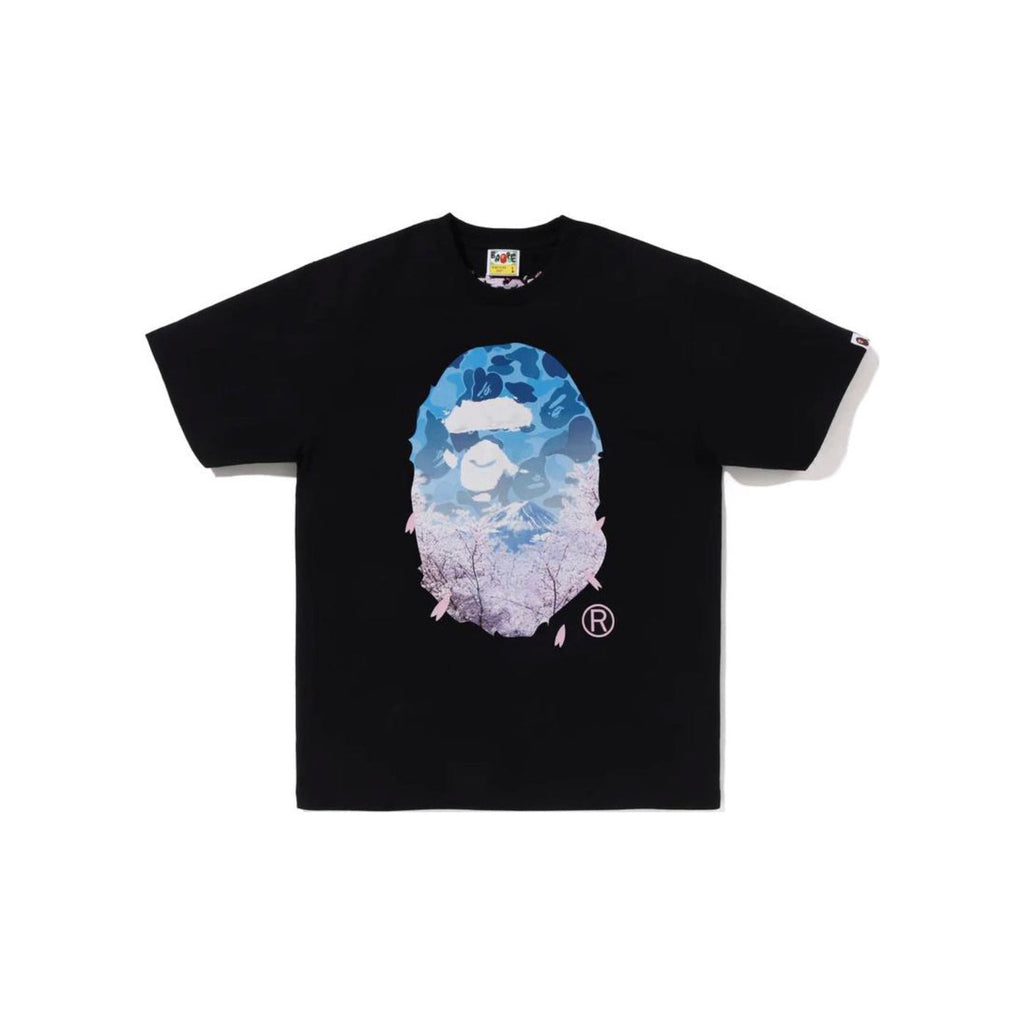 Bape 011 Sakura Photo Ape Head Black Tee